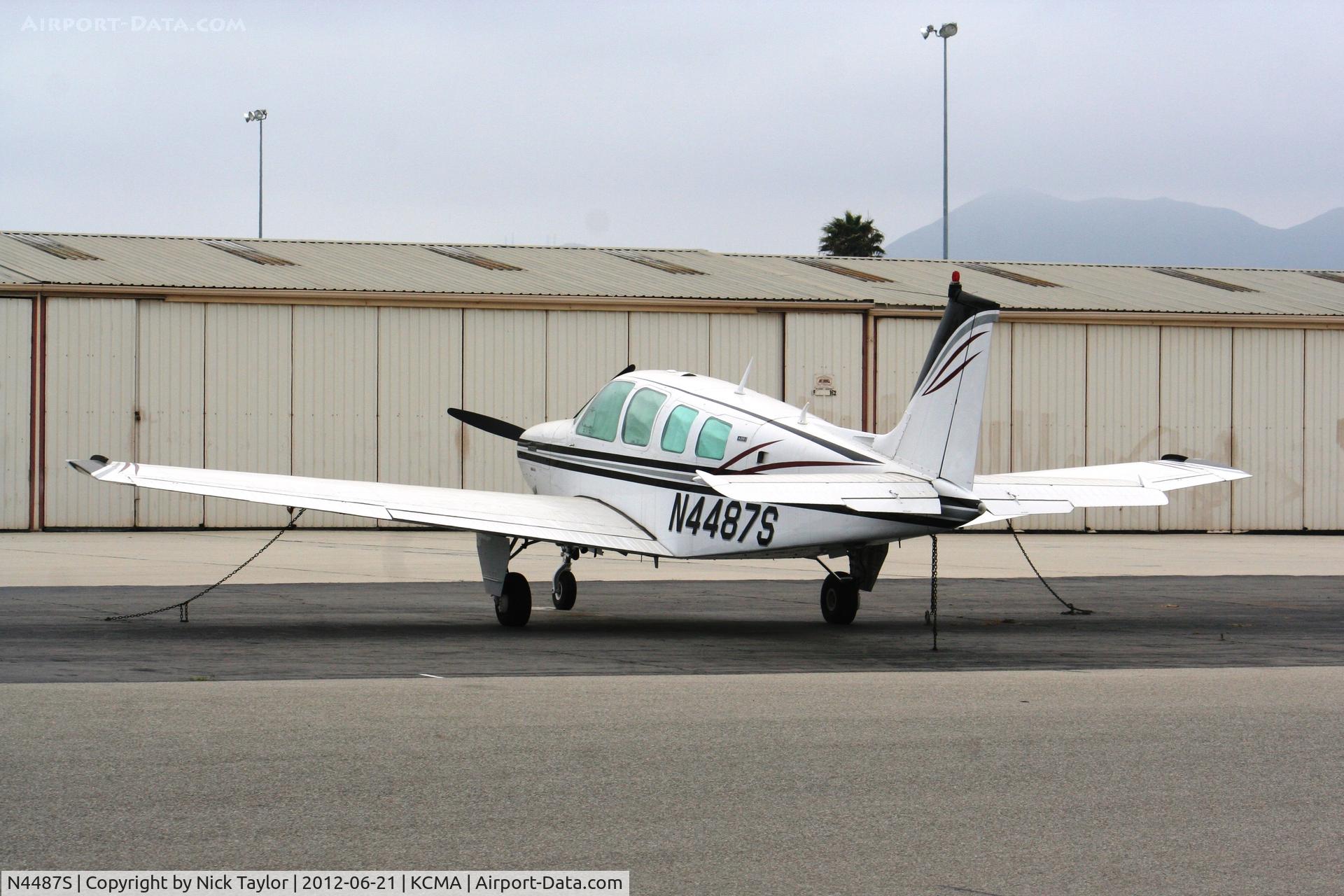 N4487S, 1975 Beech A36 Bonanza 36 C/N E-708, Parked by the wash rack