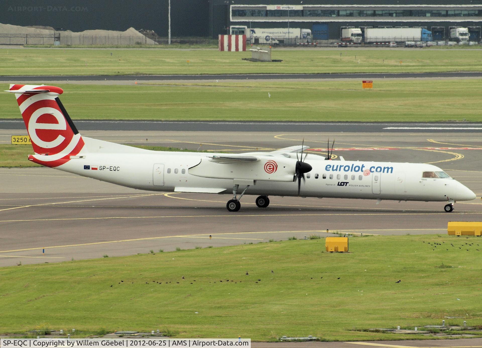SP-EQC, 2012 De Havilland Canada DHC-8-402Q Dash 8 C/N 4408, Taxi to the gate of Schiphol Airport