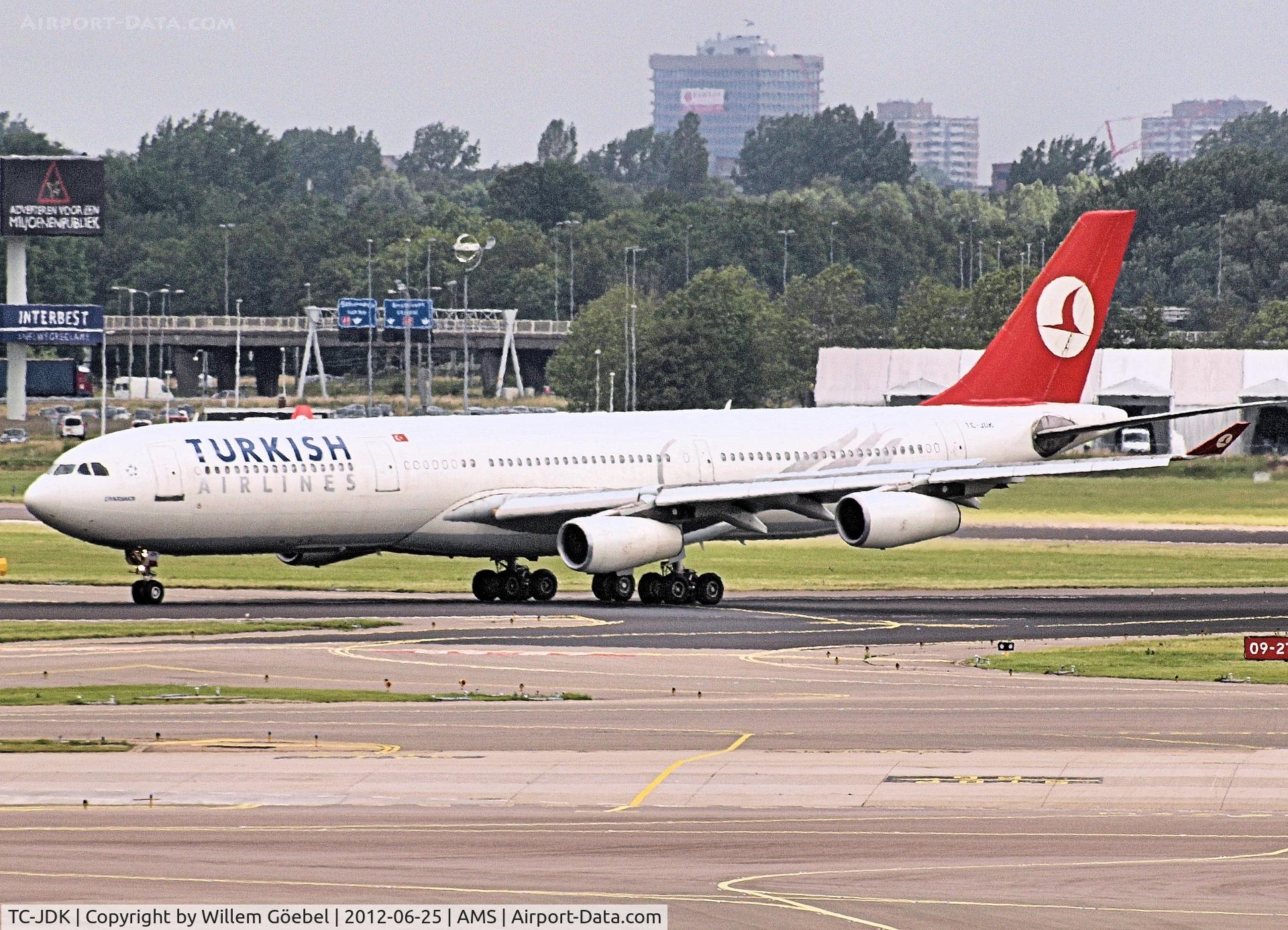 TC-JDK, 1993 Airbus A340-311 C/N 025, Taxi to his gate on Schiphol Airport