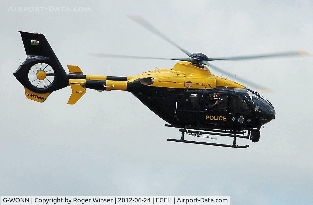 G-WONN, 2007 Eurocopter EC-135T-2+ C/N 0597, South and East Wales Police Air Support Unit helicopter (Police 32). Marked HEDDLU on the port side.