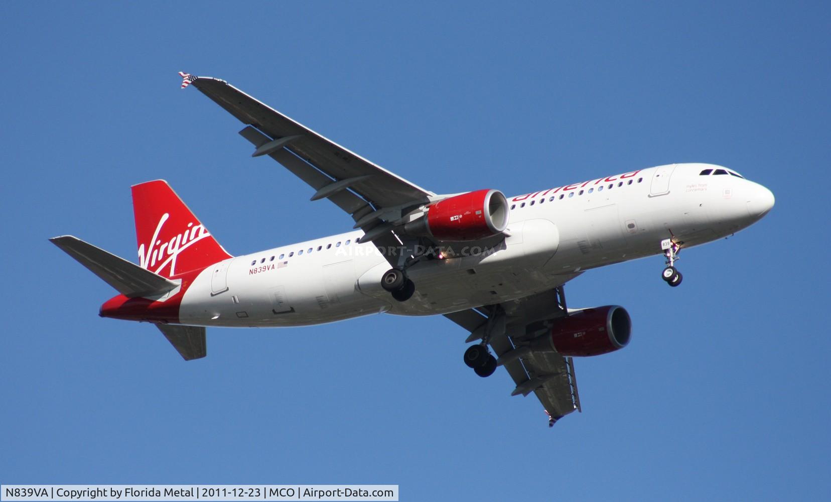 N839VA, 2011 Airbus A320-214 C/N 4610, Virgin America A320