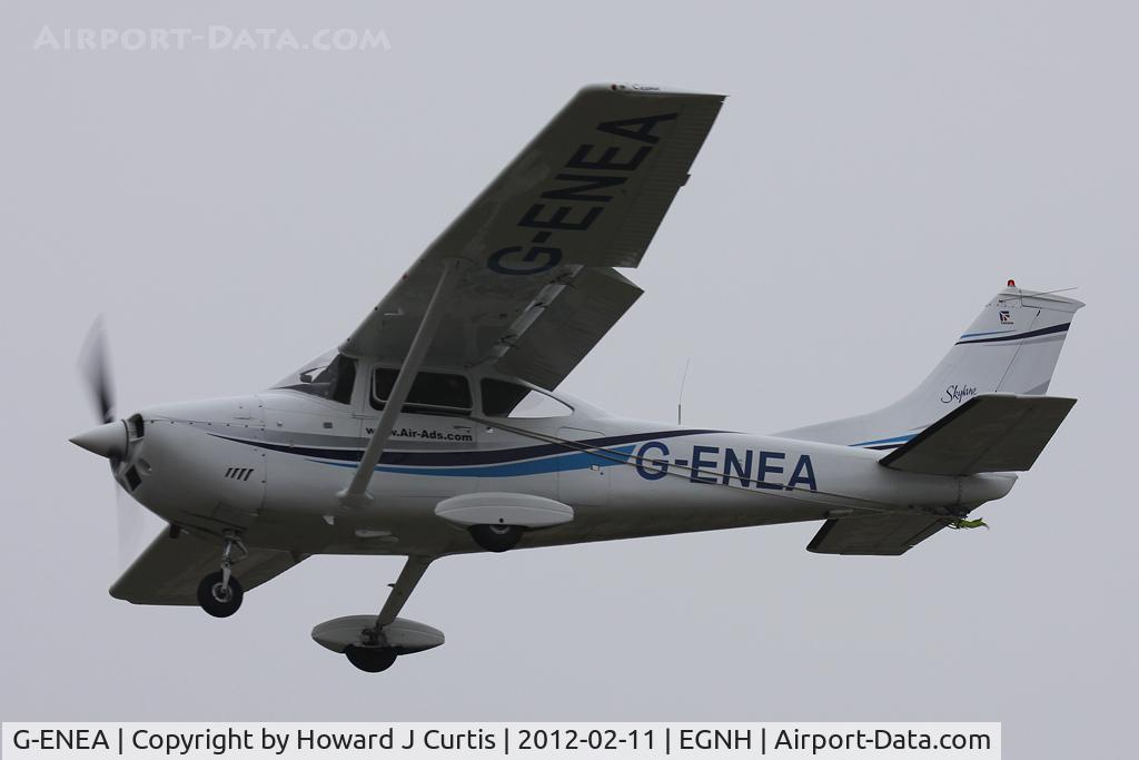 G-ENEA, 1971 Cessna 182P Skylane C/N 182-60895, Used for banner towing (hence the wires down the fuselage) and returning with an engine problem.