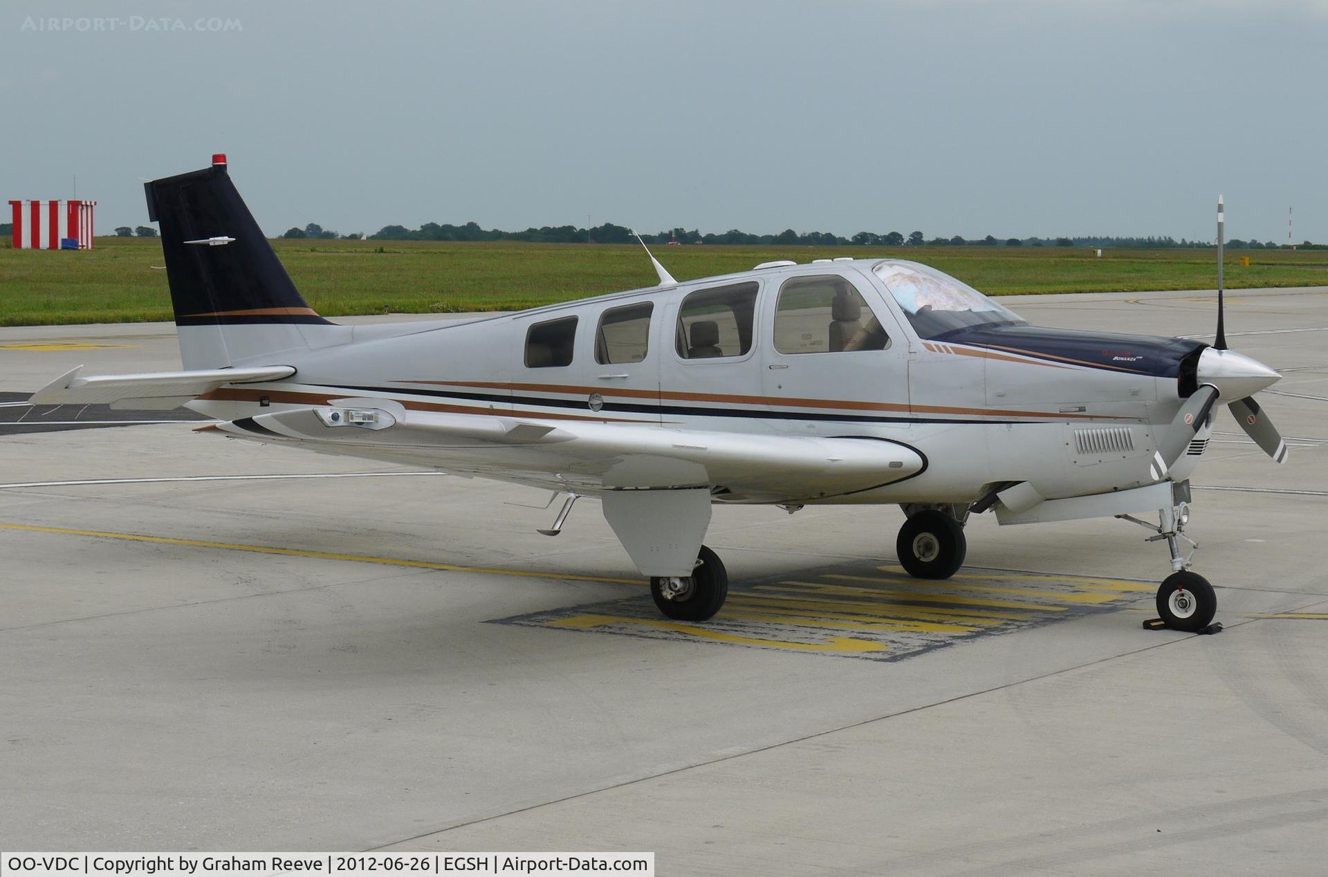 OO-VDC, Hawker Beechcraft Corp G36 Bonanza C/N E-3916, Parked at Norwich.