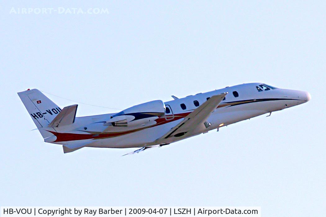 HB-VOU, 2000 Cessna 560XL Citation Excel C/N 560-5070, Cessna Citation Excel [560-5070] Zurich~HB 07/04/2009. Seen departing.