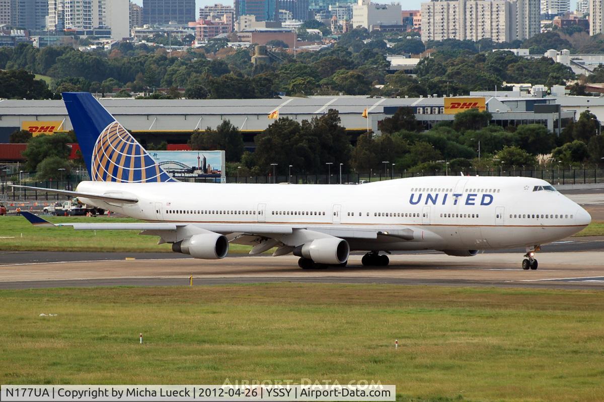 N177UA, 1990 Boeing 747-422 C/N 24384, At Sydney
