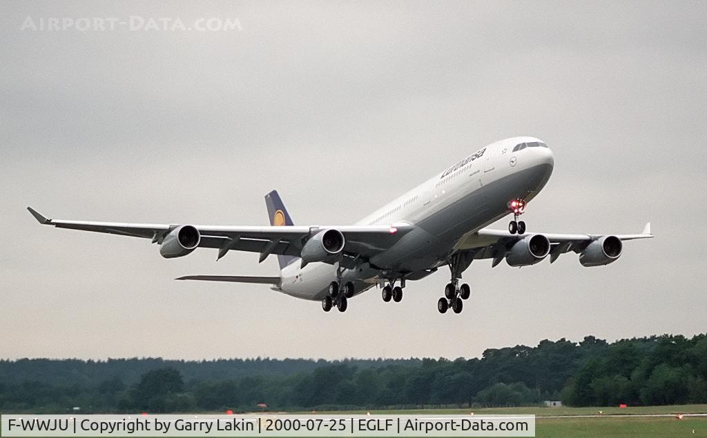 F-WWJU, Airbus A340-311 C/N 034, Taking of at the 2000 Farnborough International Airshow