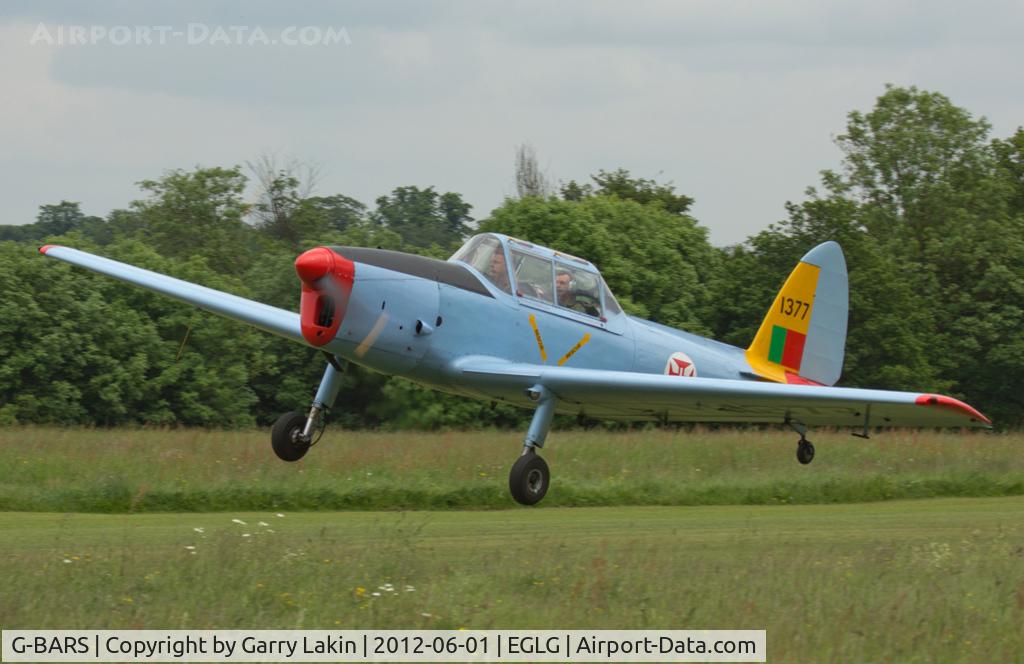 G-BARS, 1952 De Havilland DHC-1 Chipmunk T.10 C/N C1/0557, Takes off for Chipmunk formation flypast over de Havilland campus on the University of Hertfordshire