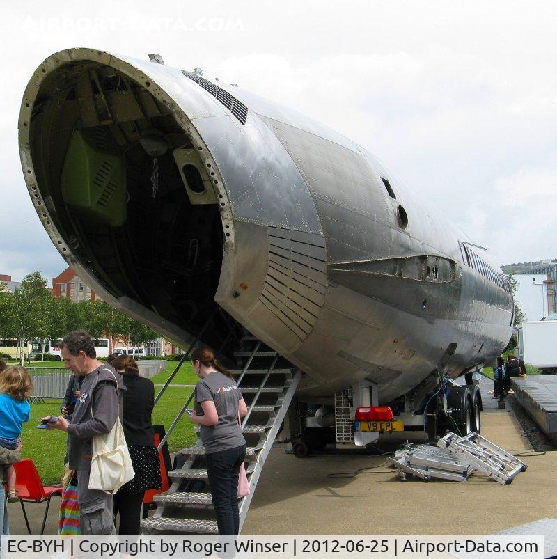 EC-BYH, 1972 Douglas DC-9-32 C/N 47556, Off airport. Adian Avion's mobile art space made from the recycled fuselage of DC-9 line number 657 outside the National Waterfront Museum, Swansea, Wales, UK.