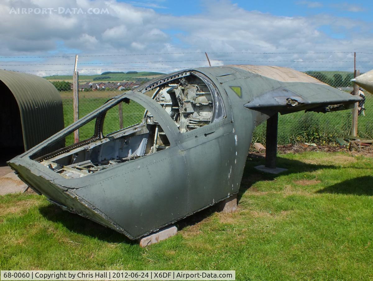 68-0060, 1968 General Dynamics F-111E Aardvark C/N A1-229/E-70, General Dynamics F-111E escape capsule which crashed at Wainfleet Rangers, Lincolnshire. on 5th November 1975 following a bird strike which penetrated the right windscreen. Now preserved at the Dumfries and Galloway Aviation Museum