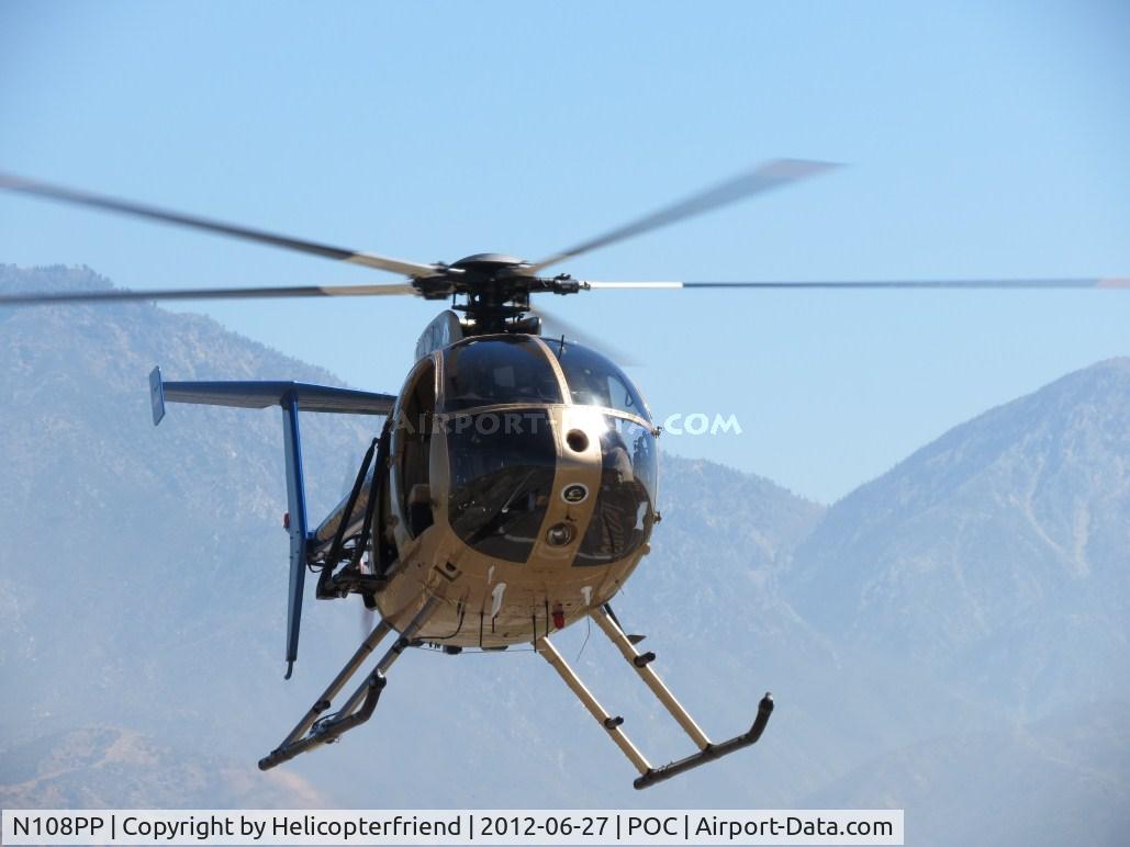 N108PP, 2008 MD Helicopters 369E C/N 0578E, On final to helipad