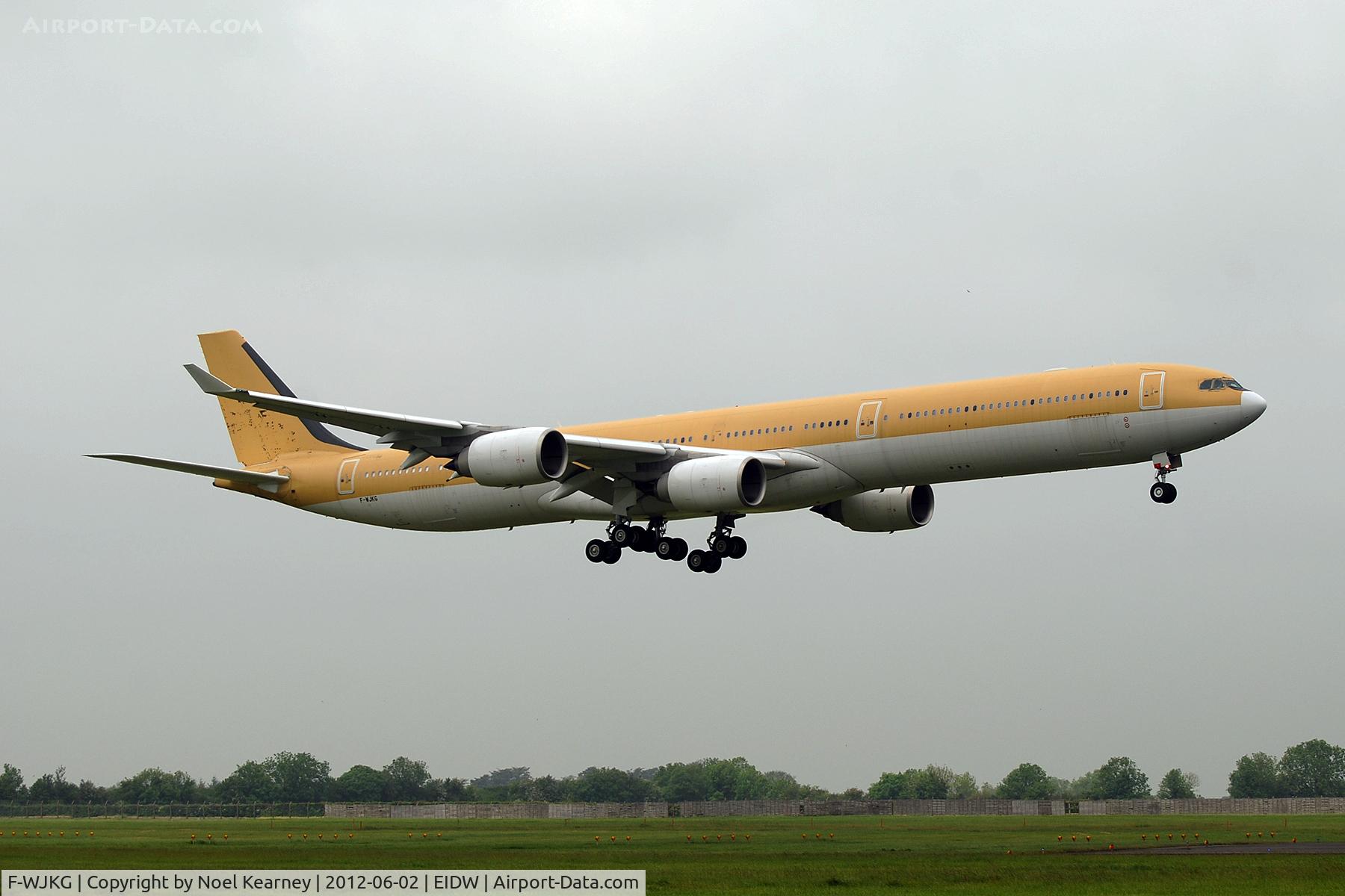 F-WJKG, 2008 Airbus A340-642 C/N 924, Seen landing Rwy 10 on it's way to the paintshop.