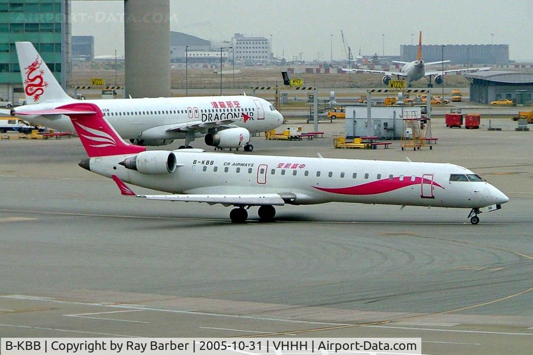 B-KBB, 2002 Bombardier CRJ-701ER (CL-600-2C10) Regional Jet C/N 10052, Canadair CRJ-700 [10052] (CR Airways) Hong Kong Int~B 31/10/2005. Seen here.