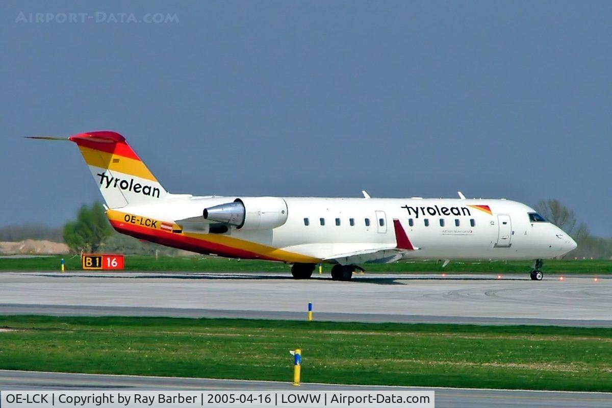 OE-LCK, 1997 Canadair CRJ-200LR (CL-600-2B19) C/N 7148, Canadair CRJ- 200LR [7148] (Tyrolean Airways) Vienna~OE 16/04/2005. Lineing up for departure.