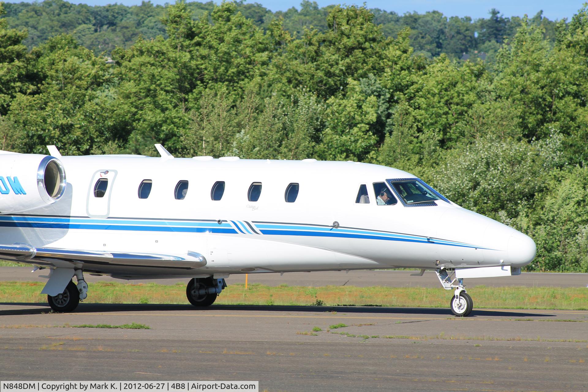 N848DM, 2003 Cessna 560XL Citation Excel C/N 560-5329, N848DM taxiing towards the ramp after its flight from Bradley Int'l.