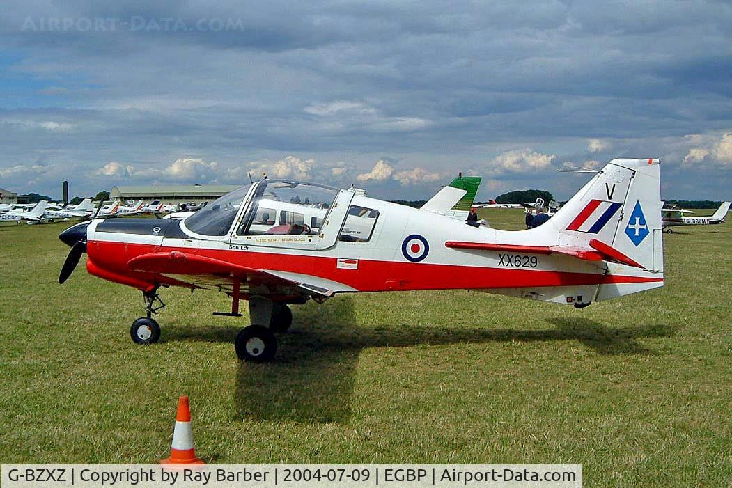 G-BZXZ, 1974 Scottish Aviation Bulldog T.1 C/N BH120/294, Scottish Aviation Bulldog T.1 [BH120-294] Kemble~G 09/07/2004. Marked XX629 coded V.