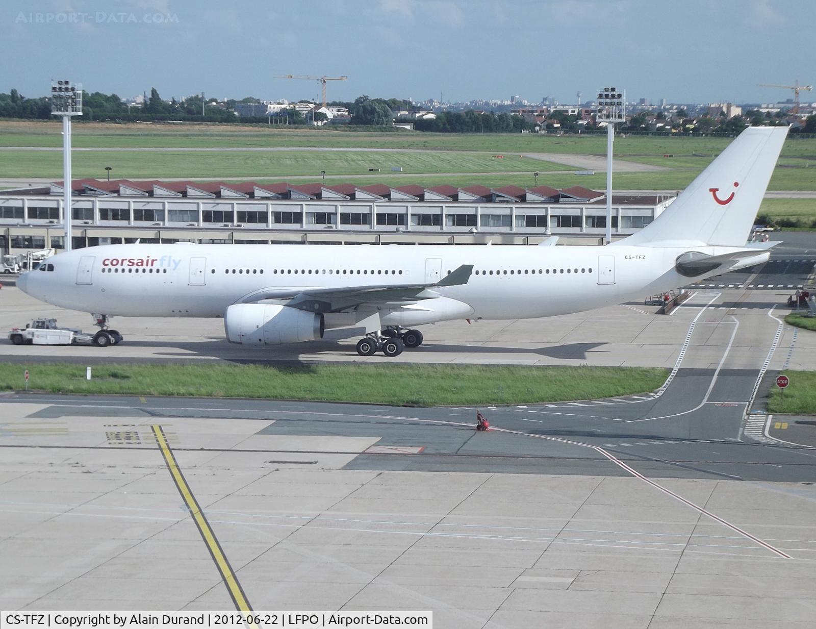 CS-TFZ, 2009 Airbus A330-243 C/N 1008, Seen being towed from Juliet remote to gate, Foxtrott-Zulu is currently on summer lease to Corsair as a replacement of F-HBIL which undergoes a D-check.