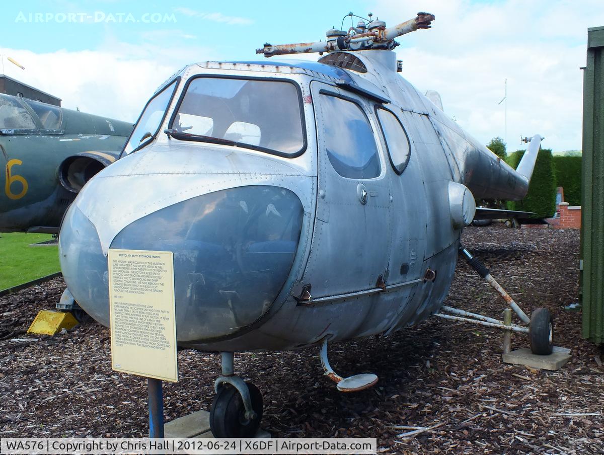 WA576, 1950 Bristol 171 Sycamore Mk.3 C/N 12887, one of the pre-production models which served with the joint experimental helicopter unit and took part in military trials, later being used as an instructional airframe at RAF Halton.