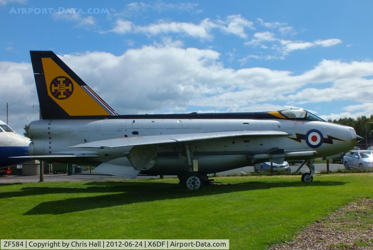 ZF584, 1986 English Electric Lightning F.53 C/N 95827, former RSAF Lightning which was bought back by BAe in 1986 as part of the Tornado deal. Presented to Ferranti in Edinburgh and served as a gate guard, when the site closed in 2005 it was donated to the Dumfries & Galloway Aviation Museum.