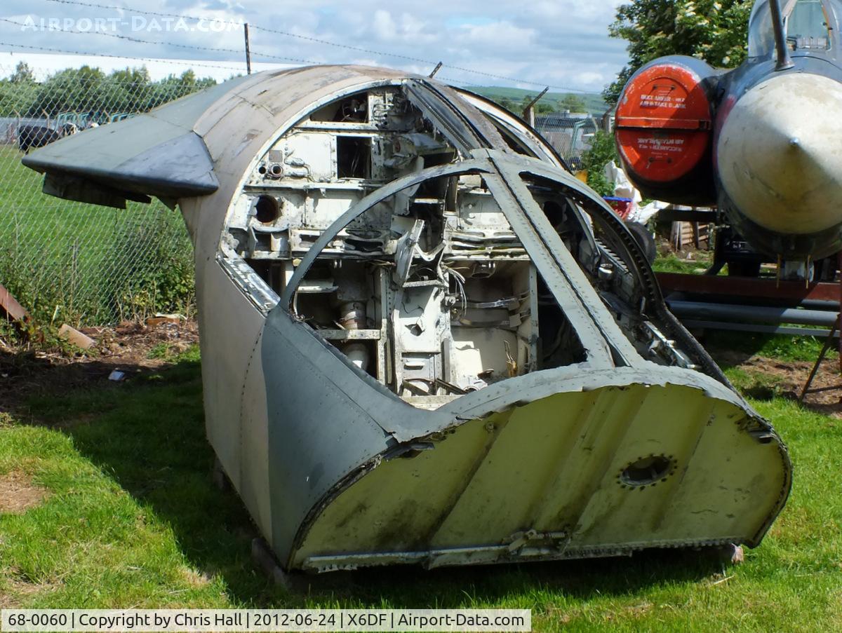 68-0060, 1968 General Dynamics F-111E Aardvark C/N A1-229/E-70, General Dynamics F-111E escape capsule which crashed at Wainfleet Rangers, Lincolnshire. on 5th November 1975 following a bird strike which penetrated the right windscreen. Now preserved at the Dumfries and Galloway Aviation Museum