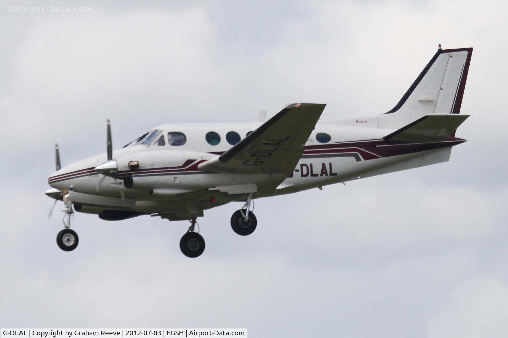 G-DLAL, 1976 Beech E90 King Air C/N LW-187, About to land.