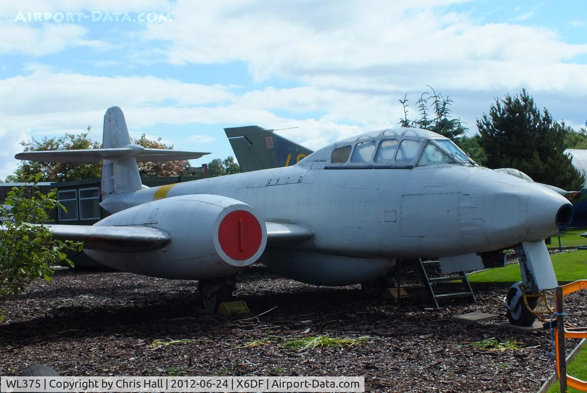 WL375, Gloster Meteor T.7(Mod) C/N Not found WL375, former Royal Aircraft Establishment Meteor which was modified with a Mk.8 rear fuselage now preserved at the Dumfries & Galloway Aviation Museum