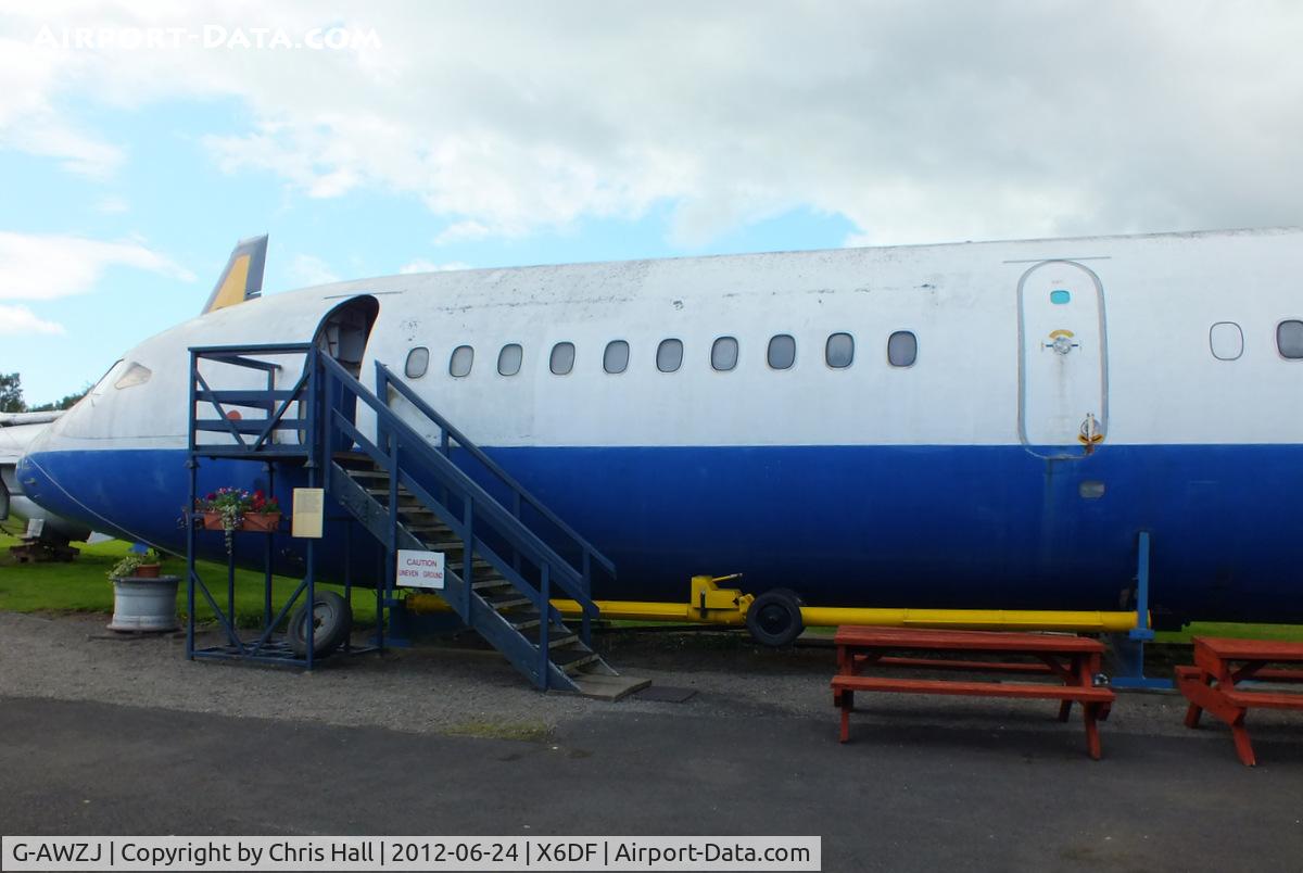 G-AWZJ, 1971 Hawker Siddeley HS-121 Trident 3B-101 C/N 2311, G-AWZJ made its last revenue flight on 9 December 1985 and was the last British based Trident to fly fee paying flights. Acquired by Prestwick Airport fire service in 1986 and moved to the Dumfries and Galloway Aviation Museum in 1999