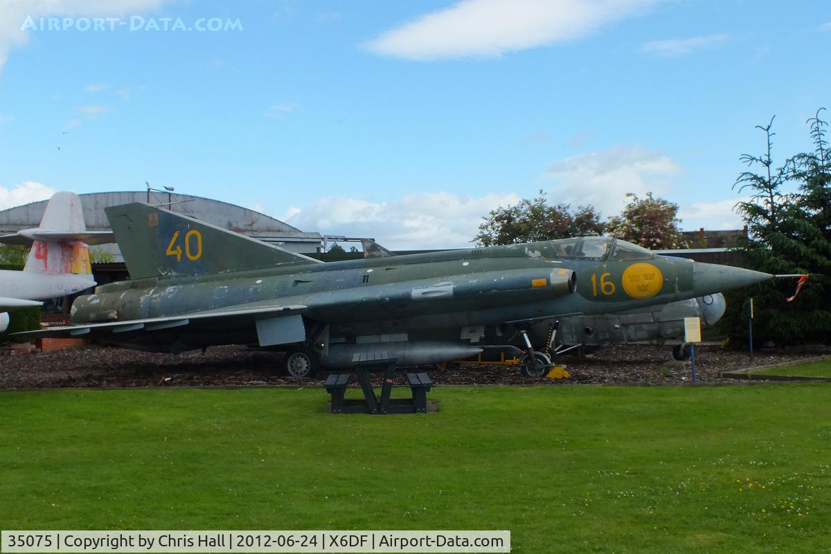 35075, Saab J-35A Draken C/N 35-075, served with 16 Wing (Flygflottilj F16) of the Swedish Airforce based at Uppsala between 1961 and 1976. Now on long term loan from The Imperial War Museum, Duxford.