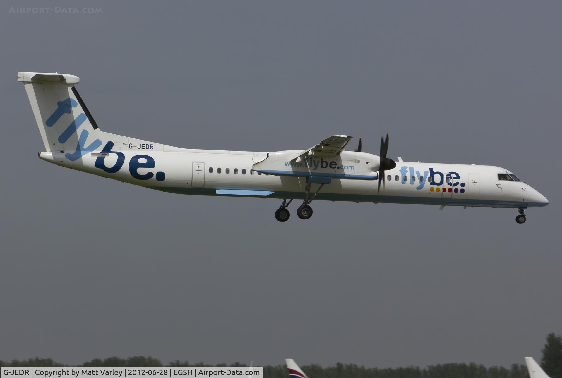 G-JEDR, 2003 De Havilland Canada DHC-8-402Q Dash 8 C/N 4087, Arriving at EGSH.