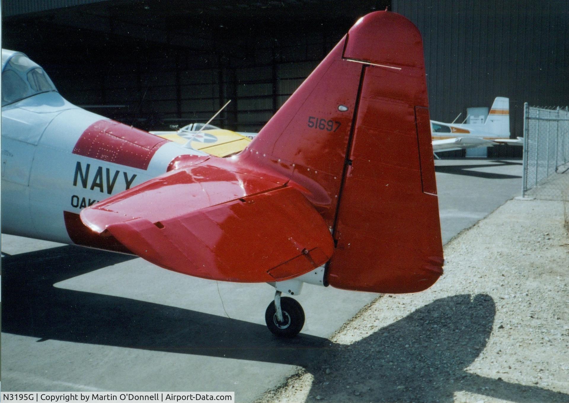 N3195G, North American SNJ-5 Texan Texan C/N 51697, Picture taken at Livermore, CA airport after re-fabric of elev's. and rudder.