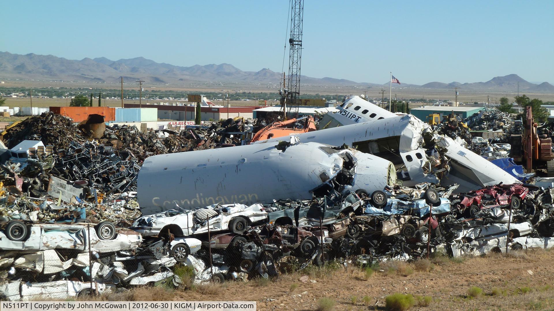 N511PT, 1990 McDonnell Douglas MD-87 (DC-9-87) C/N 49610, The aircraft is actually located at KAR Recycling in Kingman, Arizona.  This is just west of the airport and across the railroad tracks.