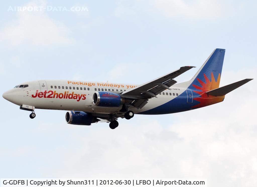 G-GDFB, 1992 Boeing 737-33A C/N 25743, Landing rwy 32L in Jet2 Holidays c/s