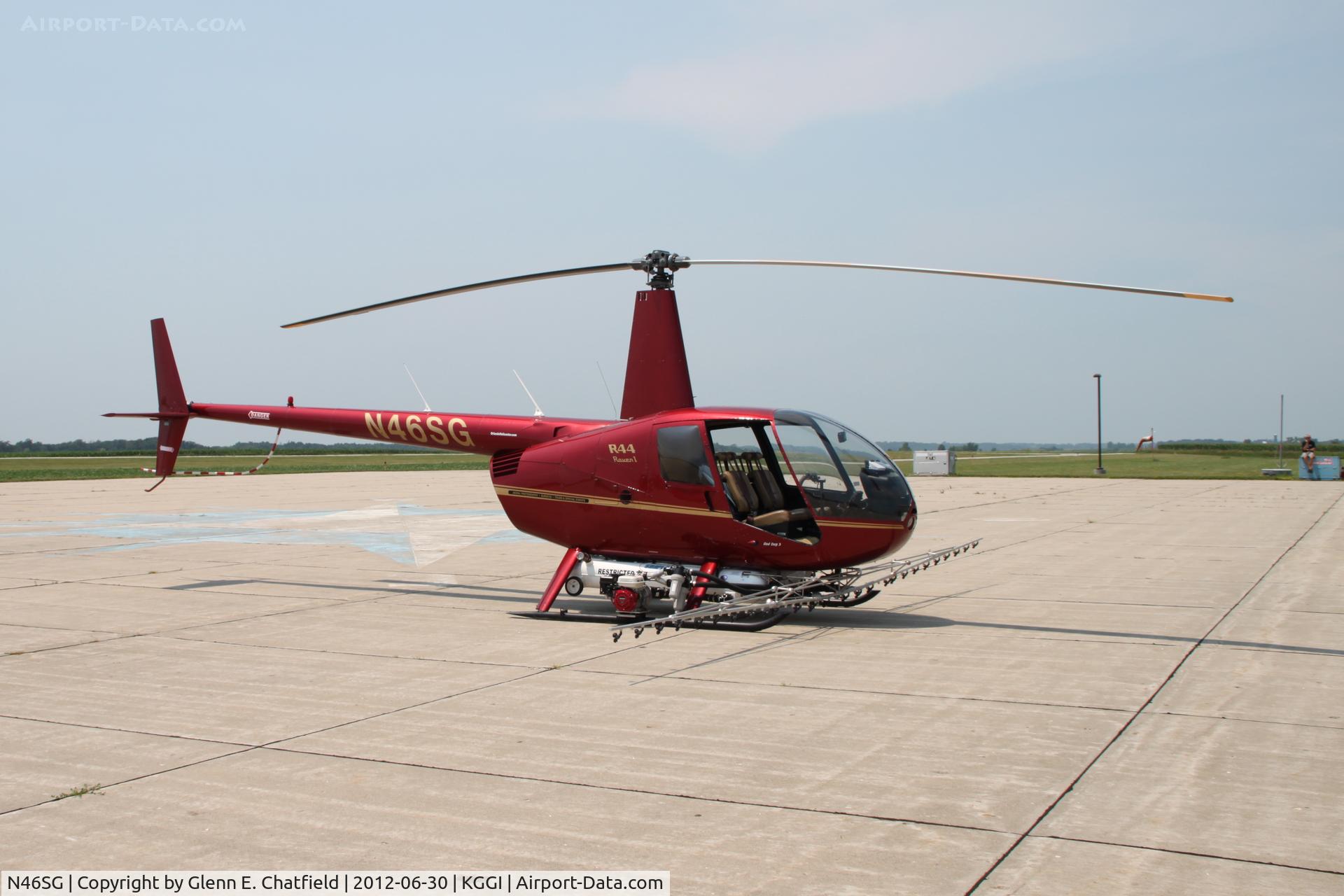 N46SG, 2004 Robinson R44 C/N 1413, Being made ready for crop-dusting.