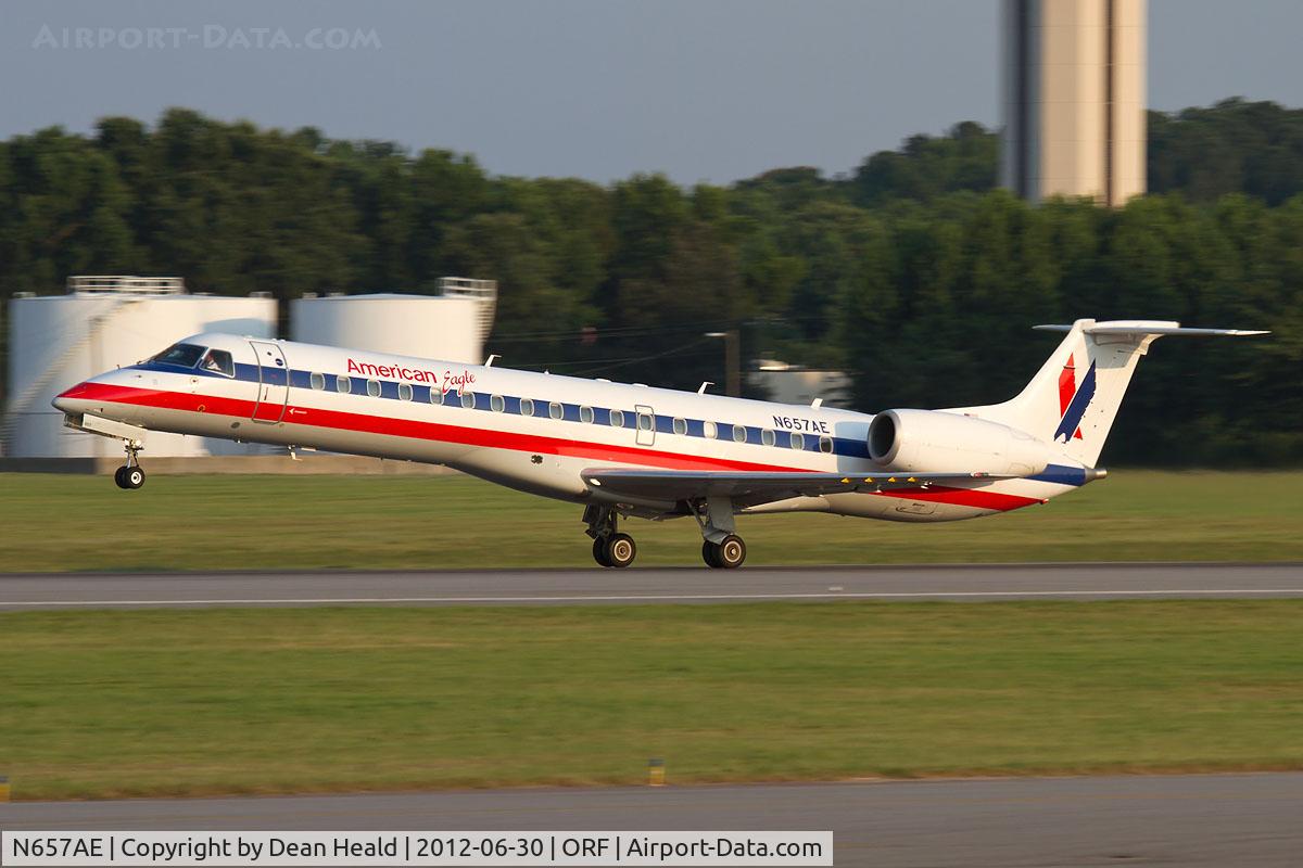 N657AE, 2003 Embraer ERJ-145LR (EMB-145LR) C/N 145744, American Eagle N657AE (FLT EGF3522) departing RWY 5 en route to Miami Int'l (KMIA). My good friend and his wife are on-board bound for Miami. My friends will start their cruise to Jamaica & The Cayman Islands tomorrow.