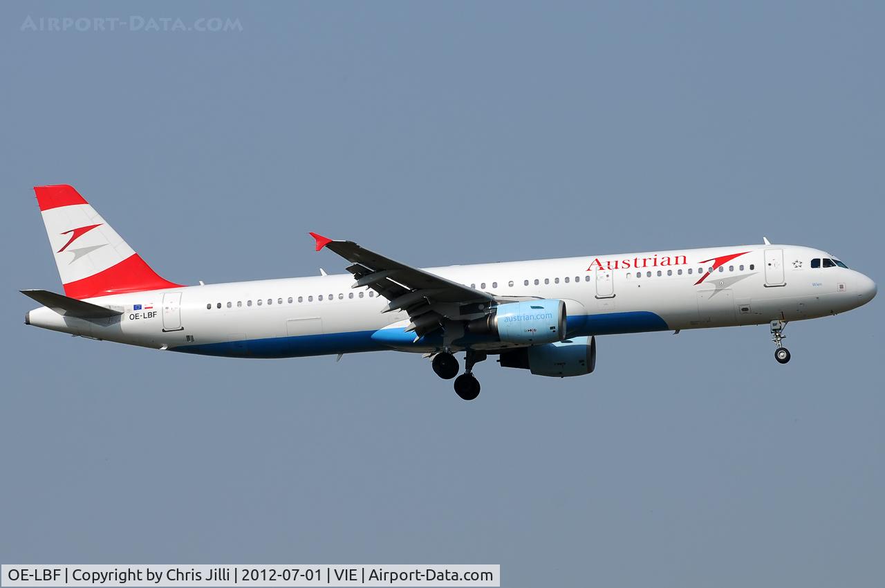 OE-LBF, 2001 Airbus A321-211 C/N 1458, Austrian Airlines - operated by Tyrolean