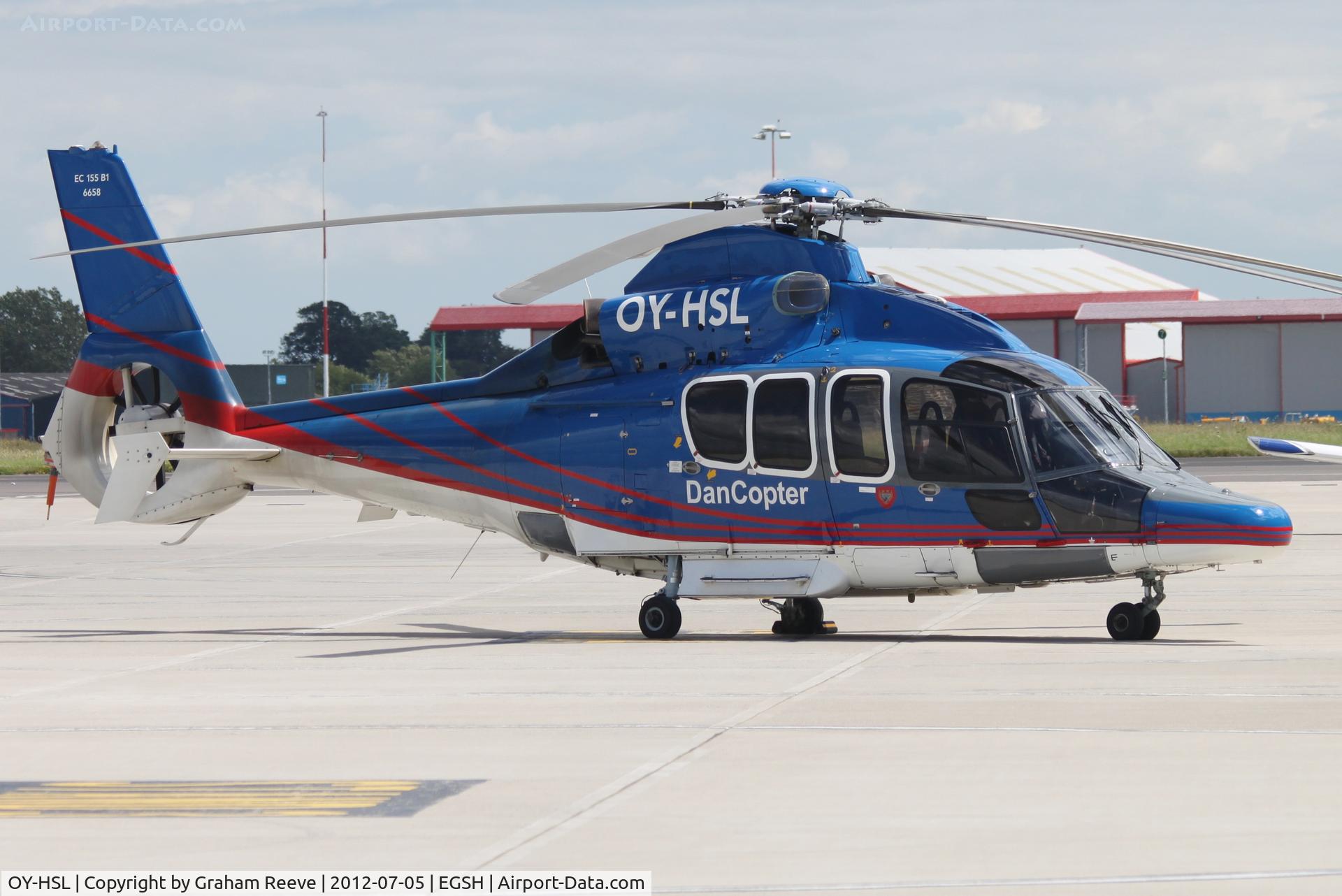 OY-HSL, 2003 Eurocopter EC-155B-1 C/N 6658, Parked at Norwich.