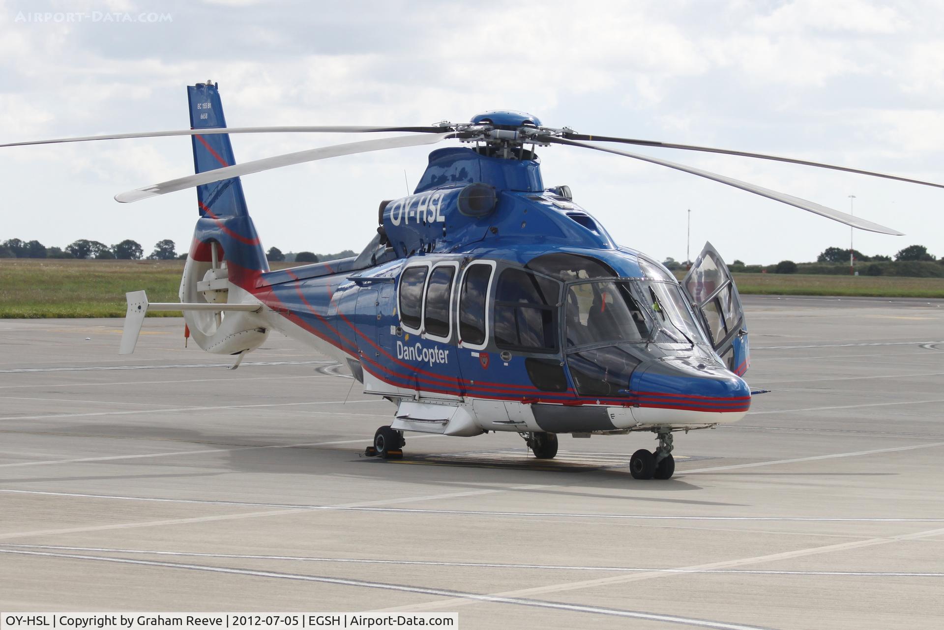OY-HSL, 2003 Eurocopter EC-155B-1 C/N 6658, Parked at Norwich.