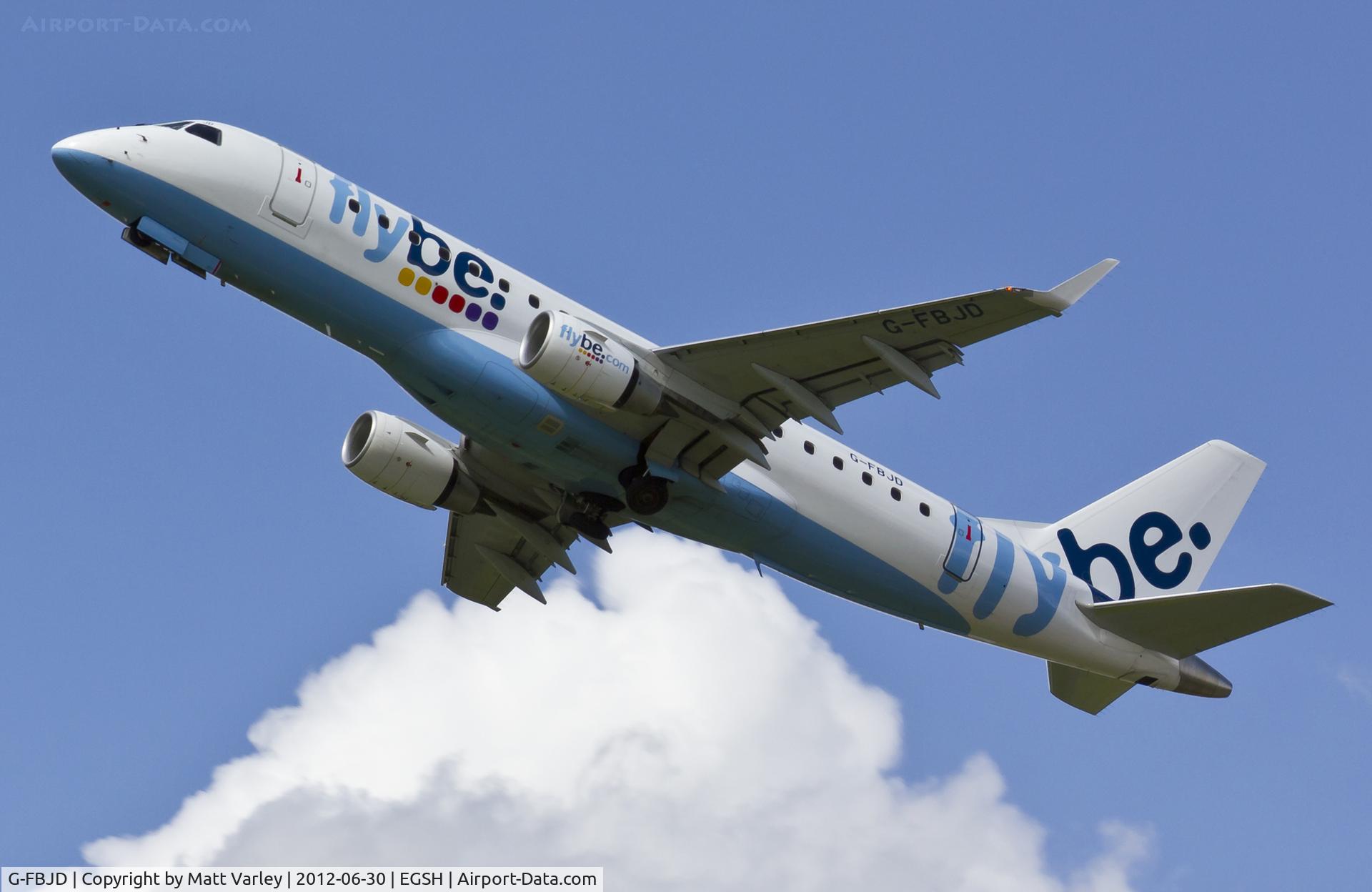 G-FBJD, 2011 Embraer 175STD (ERJ-170-200) C/N 17000329, Climbing away from EGSH.