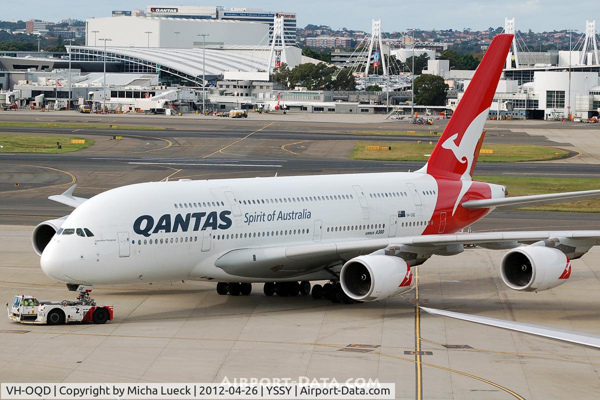 VH-OQD, 2008 Airbus A380-842 C/N 026, At Sydney