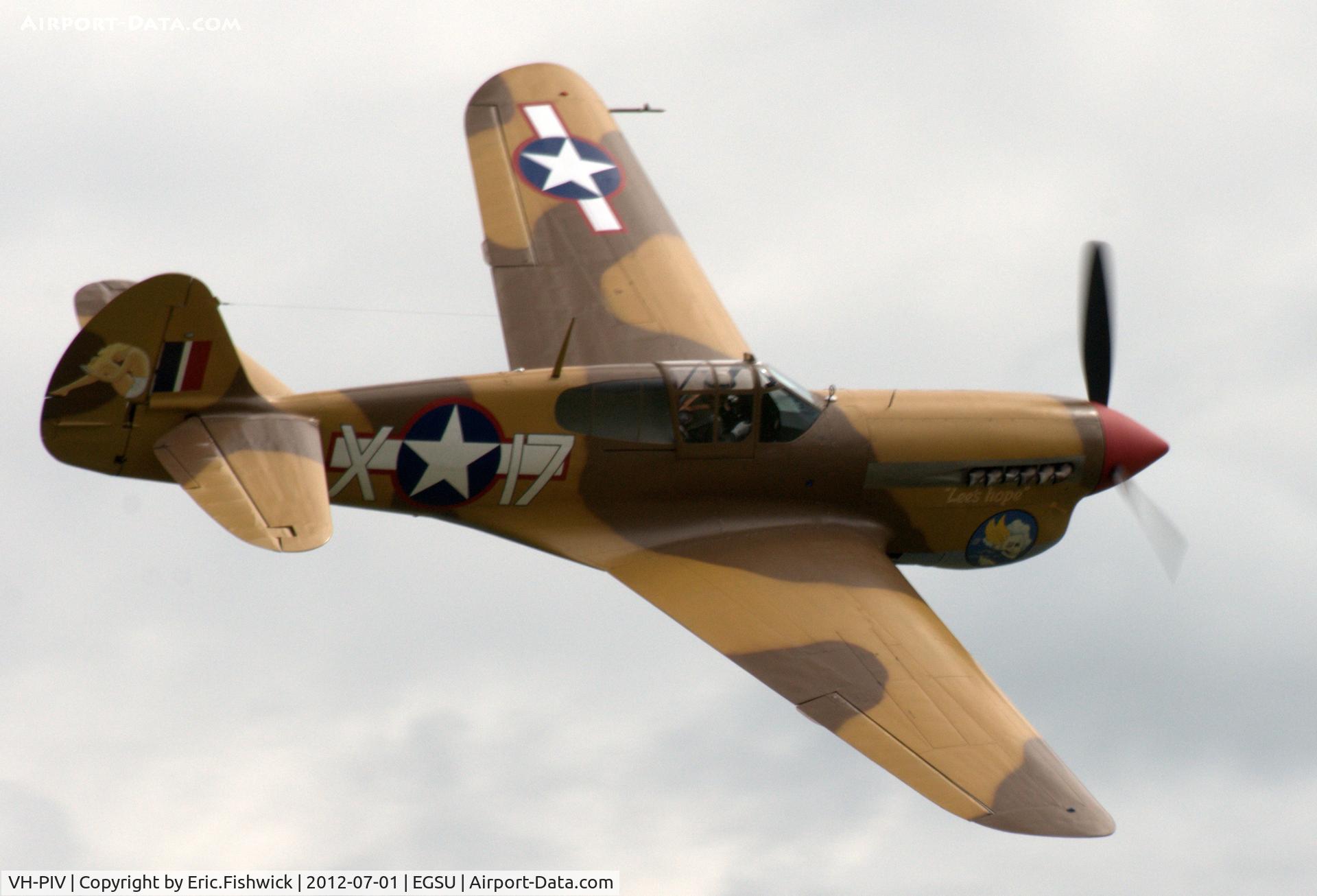 VH-PIV, 1942 Curtiss P-40F Warhawk C/N 19503, 42. G-CGZP -  'Lee's Hope' at another excellent Flying Legends Air Show (July 2012.)