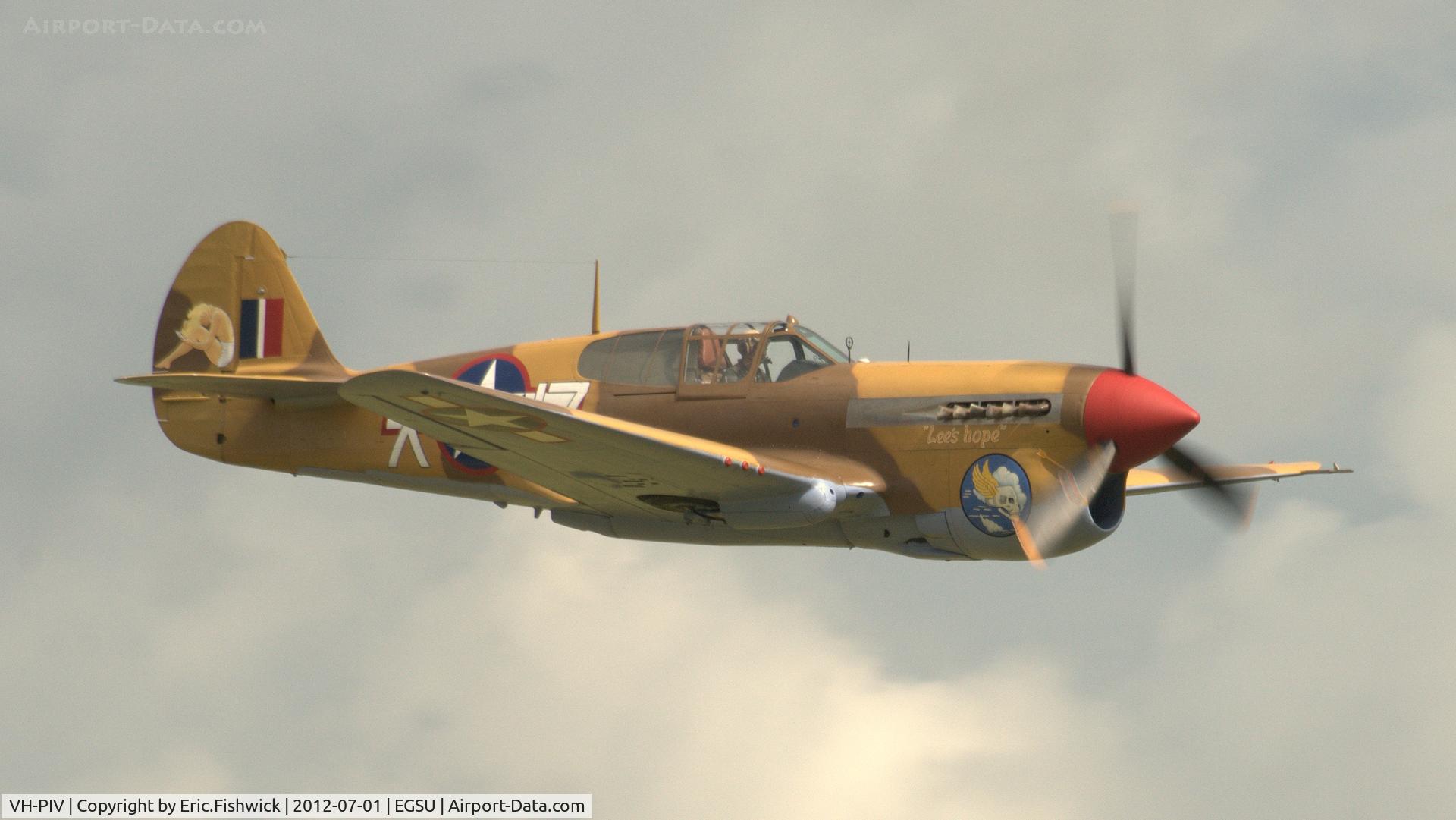 VH-PIV, 1942 Curtiss P-40F Warhawk C/N 19503, 43. 'Lee's Hope' at another excellent Flying Legends Air Show (July 2012.)