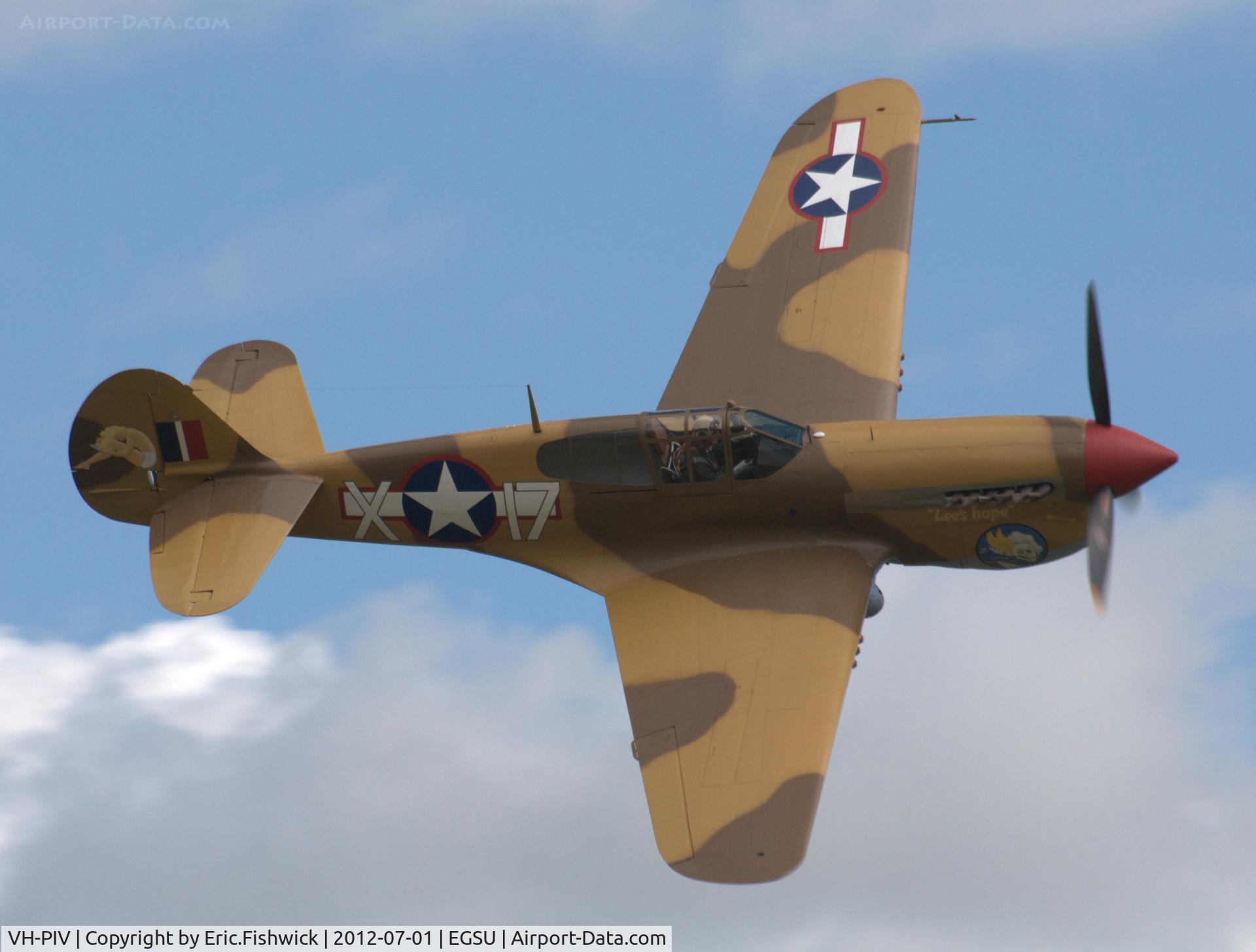 VH-PIV, 1942 Curtiss P-40F Warhawk C/N 19503, 42. 'Lee's Hope' at another excellent Flying Legends Air Show (July 2012.)