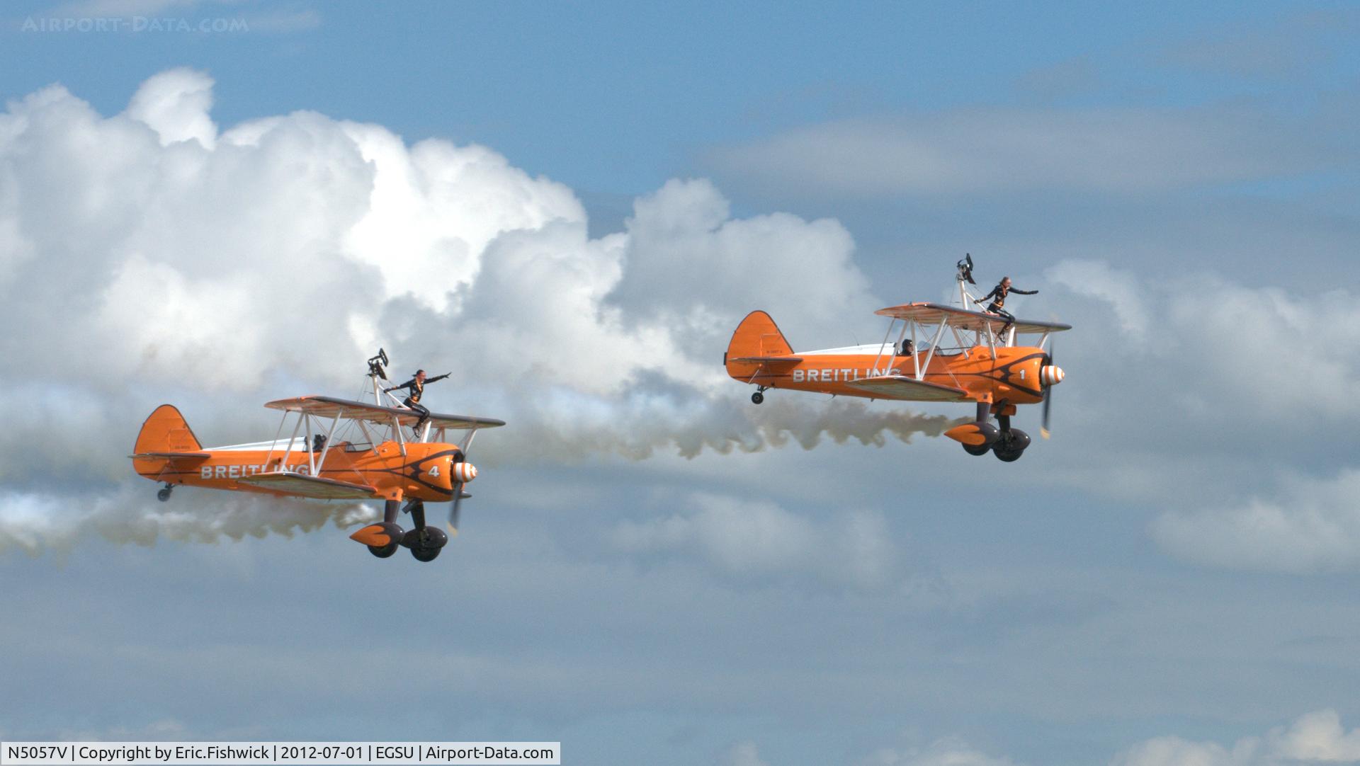 N5057V, 1942 Boeing A75N1(PT17) C/N 75-5598, 45. The Breitling Wingwalkers at another excellent Flying Legends Air Show (July 2012.)