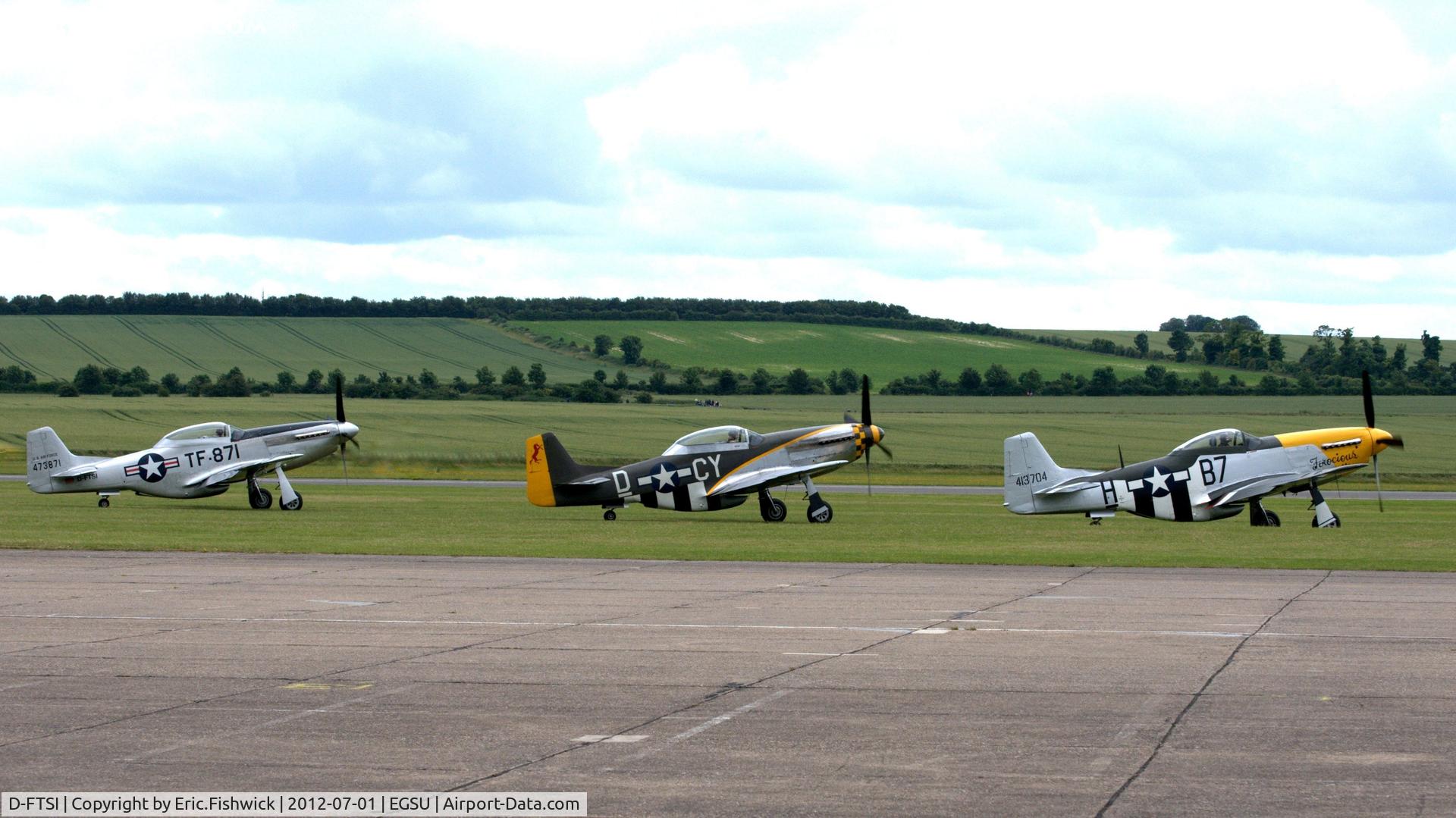 D-FTSI, North American TF-51D Mustang C/N 122-40411, 5. D-FTSI in good company at another excellent Flying Legends Air Show (July 2012.)