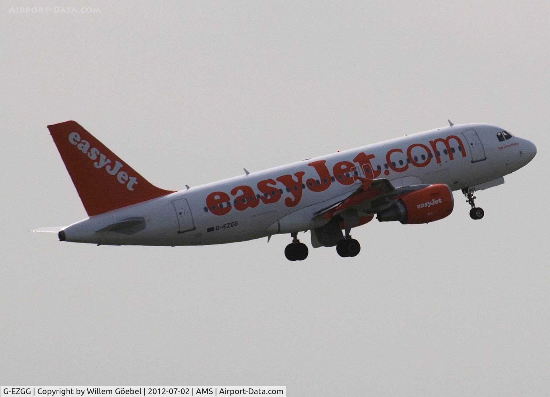 G-EZGG, 2011 Airbus A319-111 C/N 4640, Take off from Schiphol Airport on runway K18
