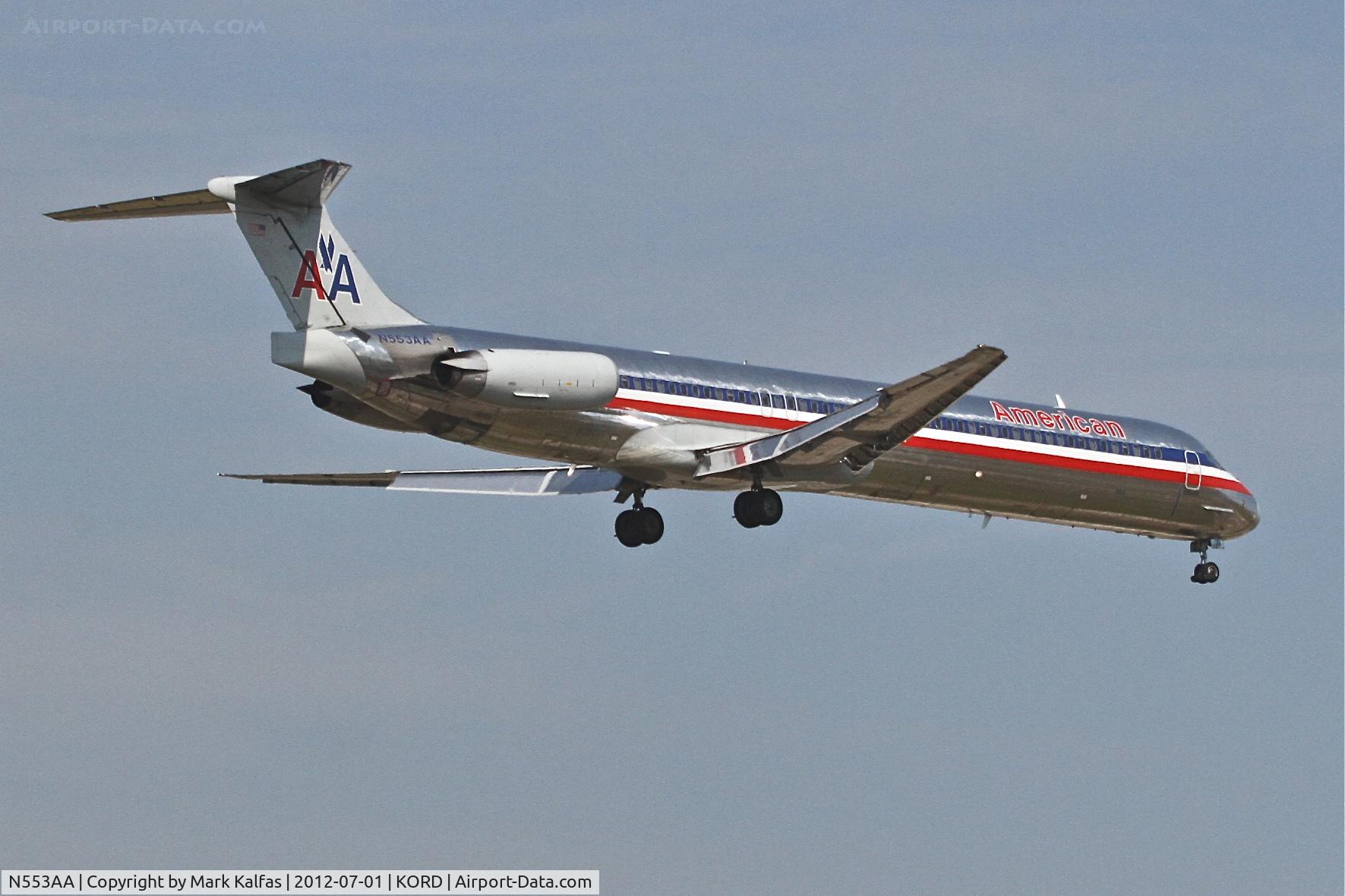 N553AA, 1991 McDonnell Douglas MD-82 (DC-9-82) C/N 53083, American Airlines Mcdonnell Douglas DC-9-82, AAL2352 arriving from KDFW, RWY 14R KORD