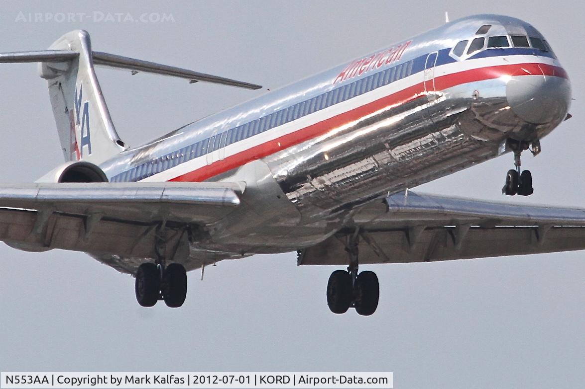 N553AA, 1991 McDonnell Douglas MD-82 (DC-9-82) C/N 53083, American Airlines Mcdonnell Douglas DC-9-82, AAL2352 arriving from KDFW, RWY 14R KORD