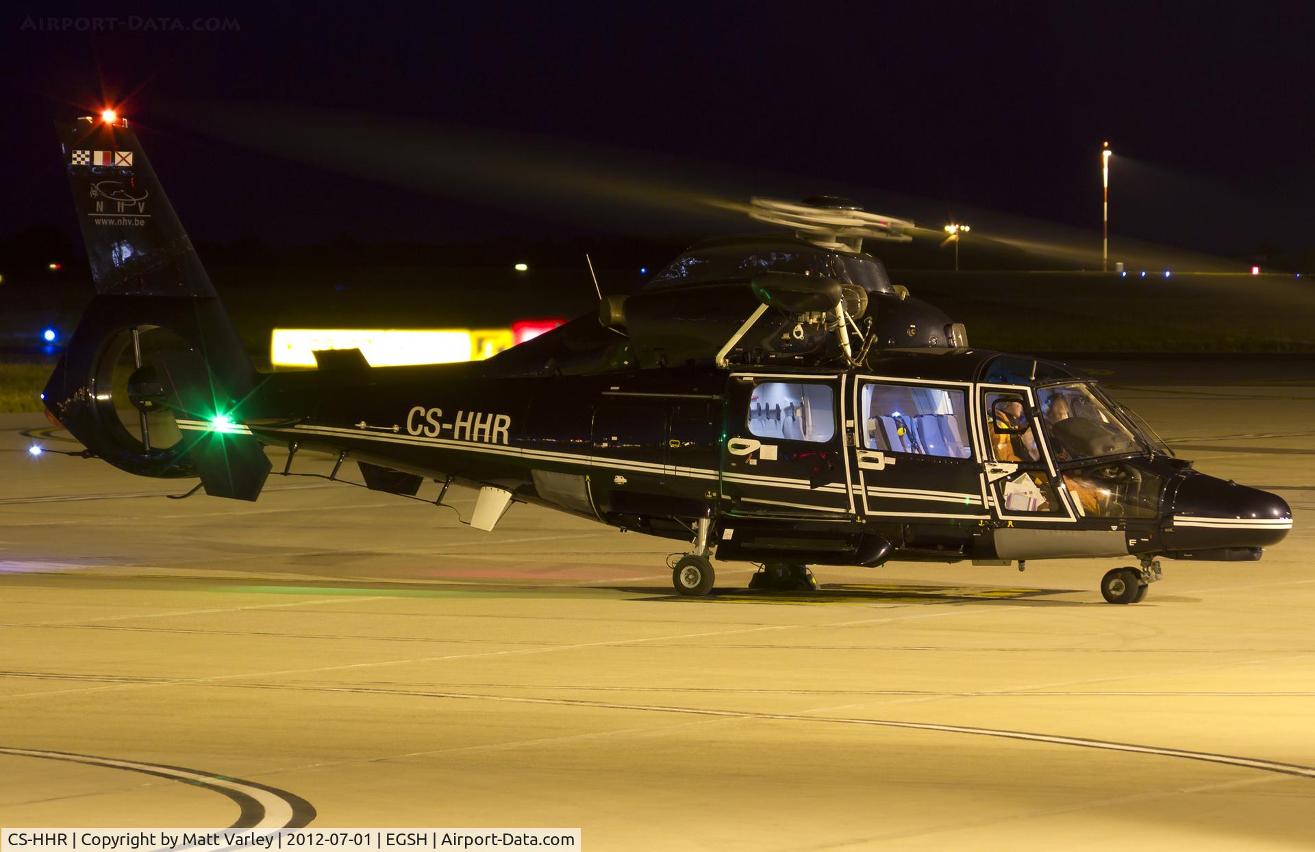 CS-HHR, 2009 Eurocopter AS-365N-3 Dauphin 2 C/N 6841, Sat under the floodlight at SaxonAir.