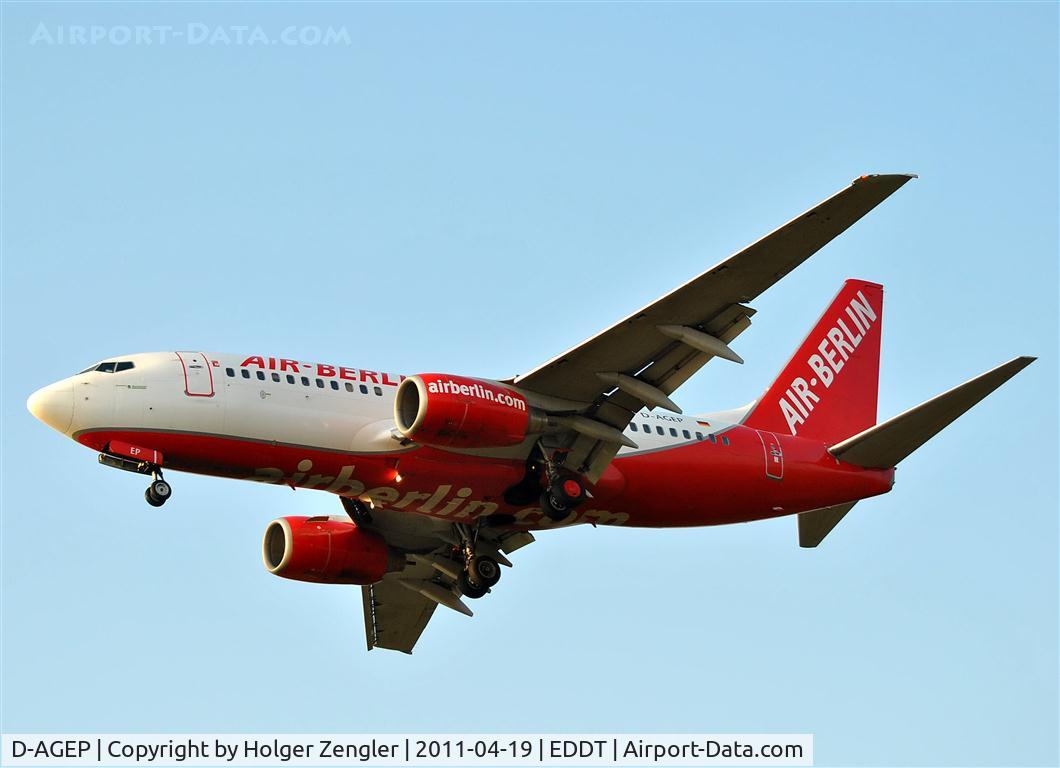 D-AGEP, 1998 Boeing 737-75B C/N 28102, Only few meters to touch down.....