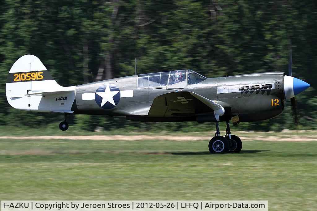 F-AZKU, 1942 Curtiss P-40N Warhawk C/N 29677, visitor at the annual airshow at LFFQ