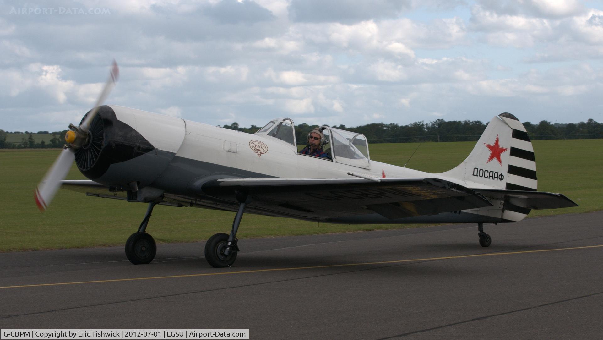 G-CBPM, 1981 Yakovlev Yak-50 C/N 812101, 3. G-CBPM departing Flying Legends Air Show (July 2012.)